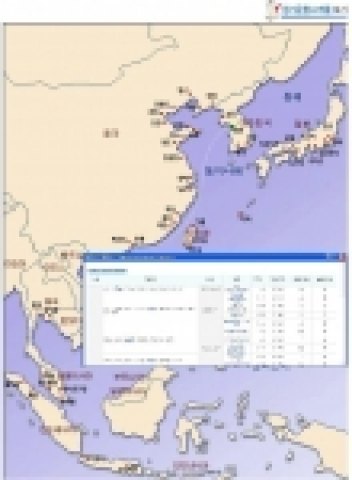 지도기반 정기선 운항스케줄 확인 서비스 모습.