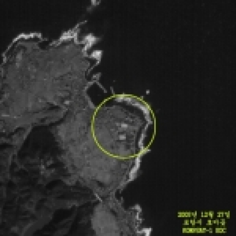 아리랑 1호 EOC 센서로 촬영한 포항시 호미곶 태극기 행사 영상.