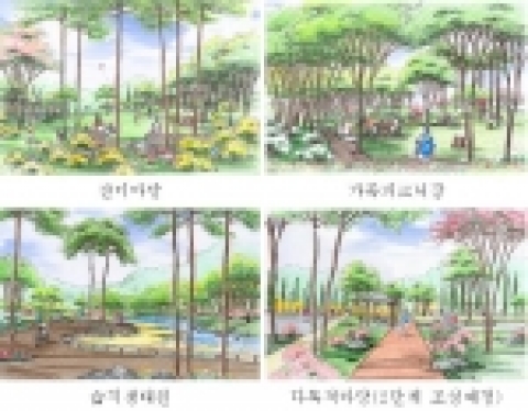가족피크닉장과 각종 모임 및 보물찾기 등 단체놀이가 가능한 잔디마당, 맨발지압보도, 약수터에서 자연스럽게 흘러나온 시냇물이 모여지는 생태습지 등 다양한 시설이 조성되어 가족 및 단