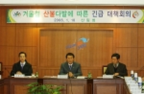 산림청은 10일 오후 3시 울산시청 상황실에서 박홍수 농림부 장관 주재로 전국 산림담당 국장회의를 열고 겨울철 산불에 대한 감시와 단속강화, 초동진화대책 등을 집중 논의했다. 특히
