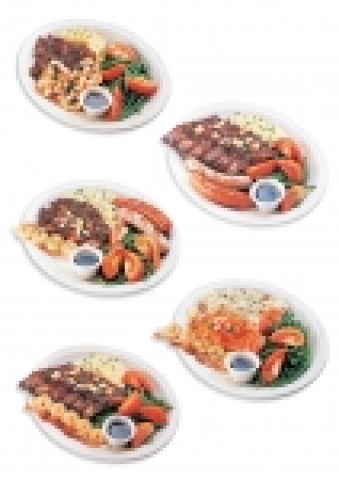 왼쪽 위에서부터 시계방향으로 콤보 하트(Combo Heart-스테이크&치킨), 콤보 프라이데이스(Combo Friday's-립&소시지), 콤보 퍼니(Combo Funny-