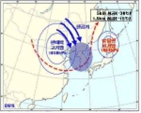 지상기압계 흐름과 상층기온 예상도