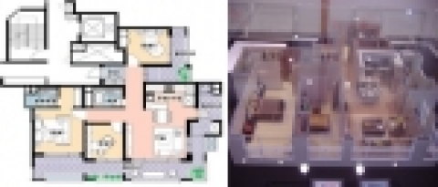 (좌)33B평형 평면도 (우)33B평형 모형도
