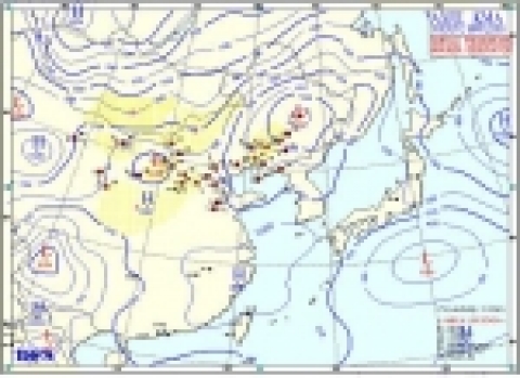 황사일기도 (2006.3.10.12시 현재), S :황사가 나타난 곳