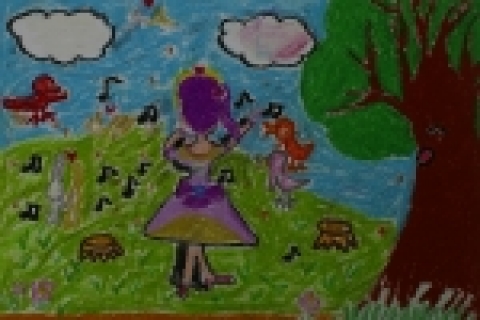 2006년 2월 꾸러기음악회 감상그림 공모에서 금상을 수상한 서울금산초등학교 3학년 윤진덕 어린이 작품