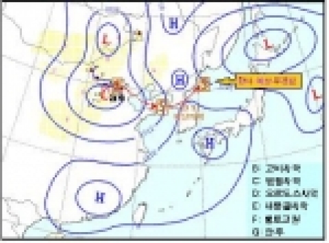 황사 발생 및 진로 예상도