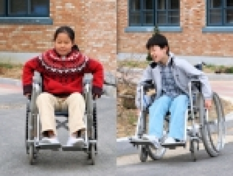명천초등학교 장애체험 장면