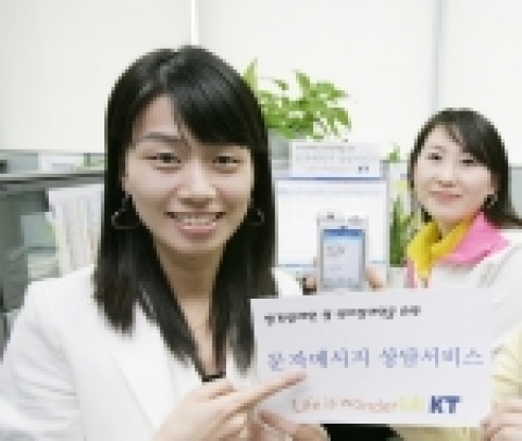 이동전화에서 문자메시지 상담 서비스를 이용하는 모습