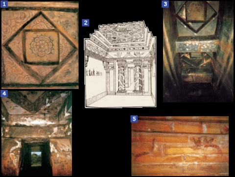 1. Ssangyeongchong: Ceiling of the antechamber 
2. Ssangyeongchong: Drawing of the octagonal pillar
