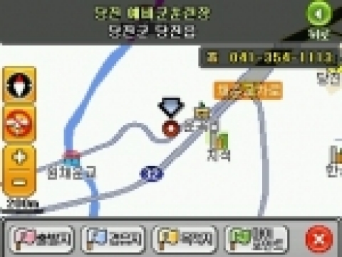 내비게이션 S/W‘맵피’에서 구현된 예비군 훈련장 길 안내서비스 스크린샷