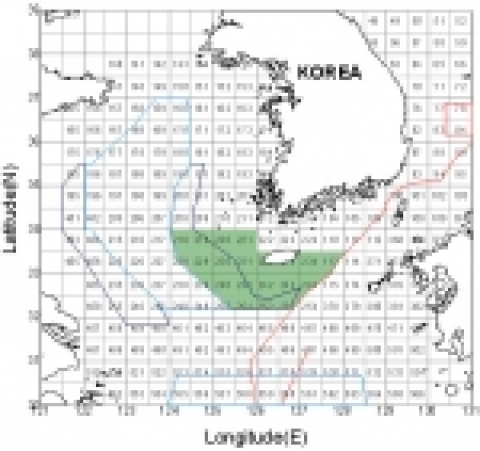 국립수산과학원 자원연구팀 EEZ 조사해구도(녹색).
