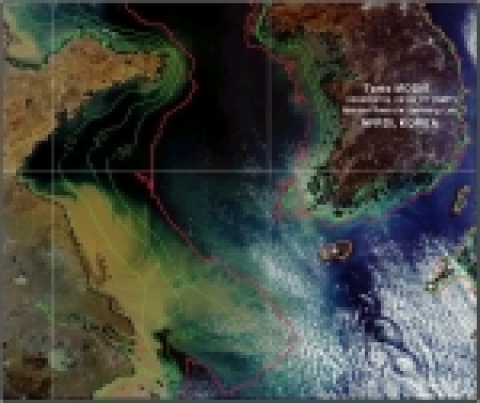 국립수산과학원에서 수신한 MODIS RGB 합성 영상에 의해 추정된 탁도분포