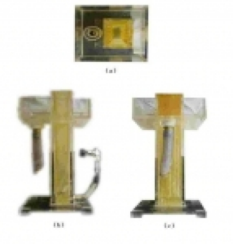 알루미나 나노 파이버 제조용 전기 응집기 (a)평면도 (b)정면도 (c)좌측면도
