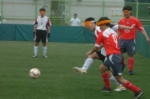 포스코가 독일 월드컵 16강 진출을 기원하는 전국 시각장애인 축구대회를 개최하였다.