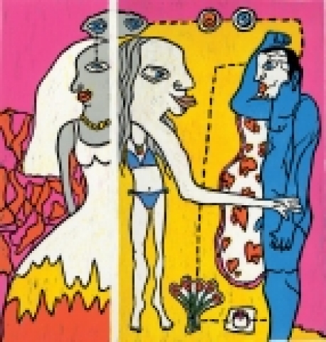 마리아 그라호바츠, I give you my hand, 2005 리놀륨판화, 26.5 x 25.5 cm