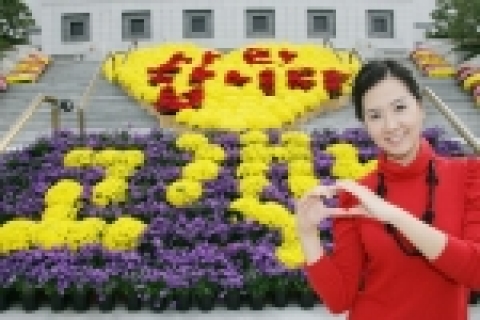 KT본사 앞 화단 - 꽃으로 수 놓은 '사랑합니다, 고객님'