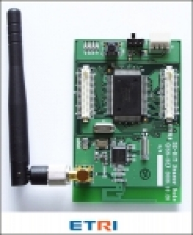 ETRI가 개발한 USN용 고성능 제어장치(MCU) 칩을 보드에 내장한 센서노드