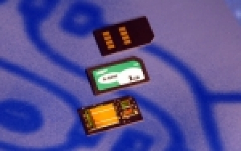 삼성전자가 까르떼 2006에서 공개한 세계 최대 용량 1GB S-SIM 카드 