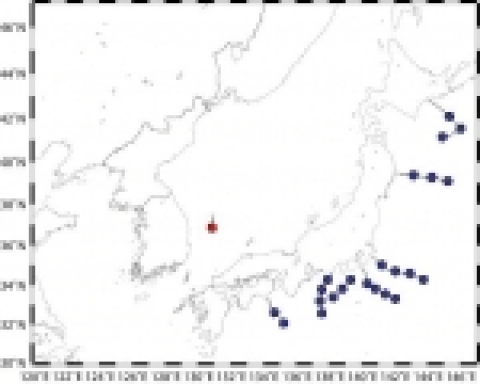 우리나라와 일본의 해저지진계 설치 현황도