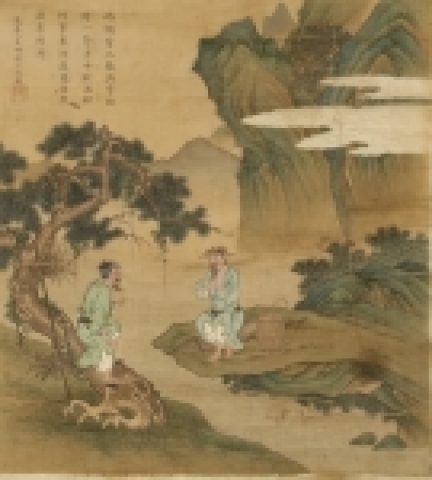 작가미상, <어초문답도>, 1715년 , 비단에 색, 58.7×43.0cm 
