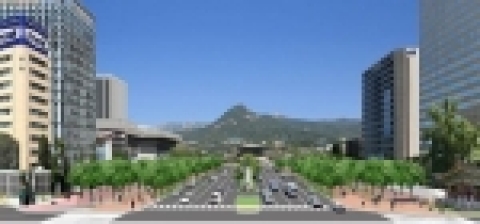 양측배치안의 조감도(은행나무 및 이순신 장군 동상 유지)