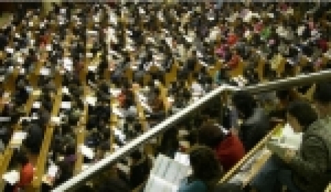 지난 달 21일 서울 순복음 노원교회에서 실시한 &#039;수능 분석&#039; 입시설명회 행사 장면