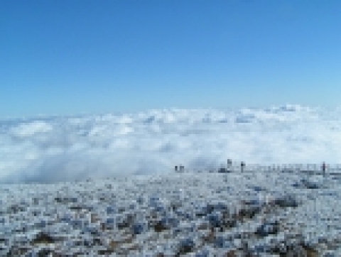 백록담에서 내려다본 한라산 풍경