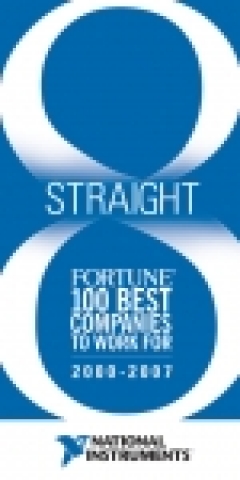 내쇼날인스트루먼트(웹사이트 ni.com/korea)는 매년 포춘(Fortune)에서 실시하는 "일하기 좋은 100대 기업" 조사에 8년 연속 선정되었다.