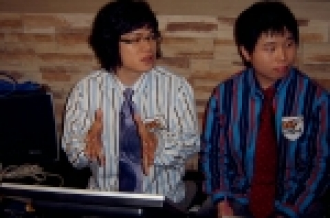 첫녹화 진행중인 류신(좌)과 소닉(우)
