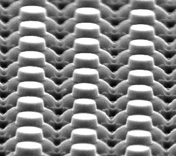 A close-up view of the vertical memory cells