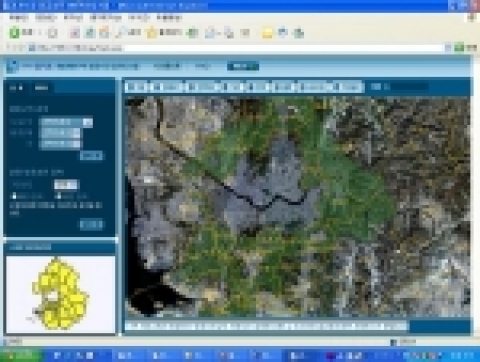 검색화면 : 도청 공무원 모두가 활용 가능한 항공사진 검색시스템으로, 행정정보시스템을 통해 접근 가능하며 각종 행정업무에 활용 가능