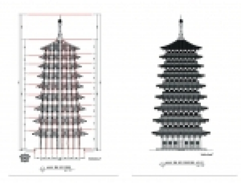 실상사 목탑지 복원 단면도․입면도