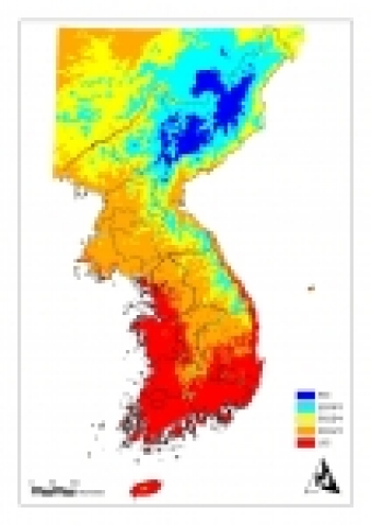 기온 상승에 따른 잠재 산림식생기후대 분포 변동( 2℃ 상승시 )