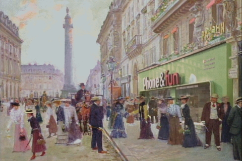 장 베로의 '매종 빠퀸을 떠나는 일꾼들' 작품 속 LG텔레콤 폰앤펀(Phone&Fun)매장 TV CF 장면