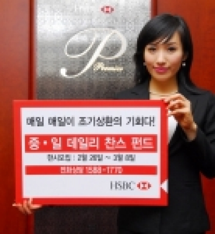 HSBC은행은 중국과 일본의 주가 지수에 연계된 장외파생상품에 투자하는 ‘중·일 데일리 찬스 펀드’를 출시하고 2월 26일부터 3월 8일까지 한시 모집한다고 발표했다.