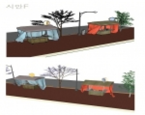 노점 디자인(안) 예시-기와지붕을 형상화