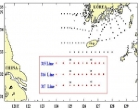 동중국해 해양조사 위치도 