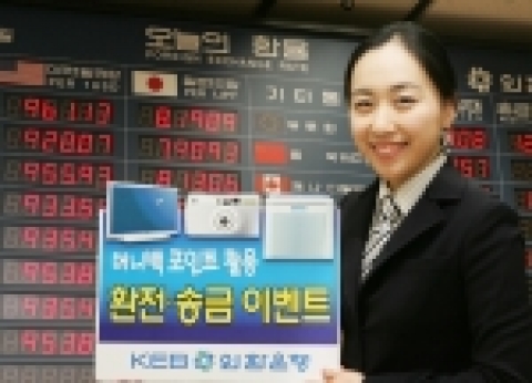 외환은행(銀行長 리처드 웨커/www.keb.co.kr)은 머니백 포인트(MoneyBag Point)를 보유하고 행사기간 중에 환전/송금하는 고객을 대상으로 추첨을 통하여 푸짐한 경