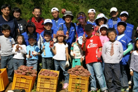 삼성네트웍스 임직원들이 경기도 여주군 상호리에서 농번기 일손돕기 봉사활동을 벌이고 있다.
