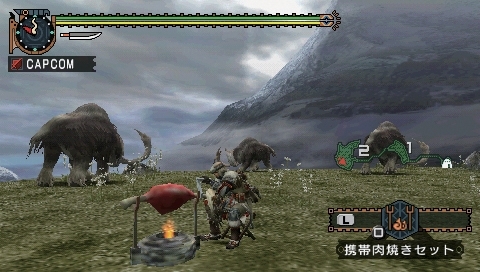 <화제의 PSP?용 게임 『 몬스터헌터 포터블 2nd 』게임 화면>