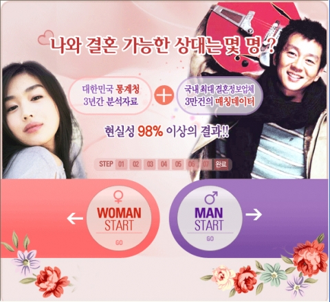 결혼상대찾기 서비스 초기화면