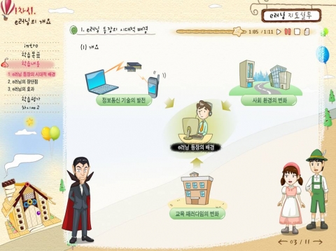 한국u러닝연합회에서는  두 캐릭터(헨젤과 그레텔)를 인용한 e러닝지도실무 V2.0 온라인 과정 선보였다