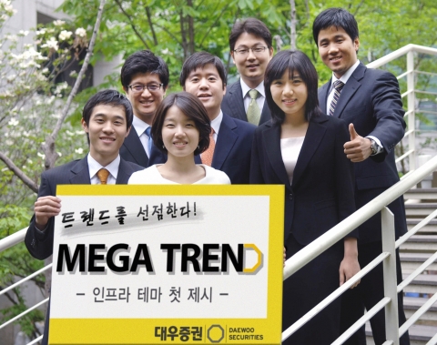 대우증권은 3일(목)부터 국내외 투자 트렌드를 선점해 높은 성과를 추구하는 ‘메가트렌드’ 투자캠페인을 실시한다.