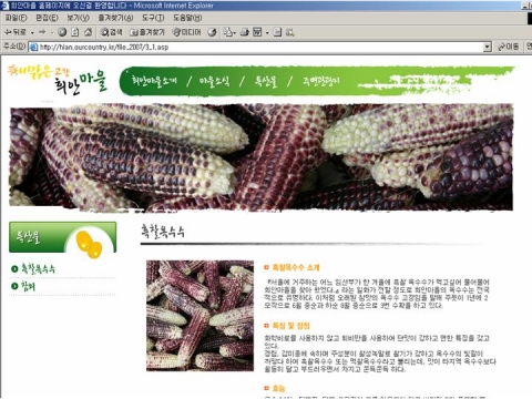 희안마을 홈페이지 메인화면