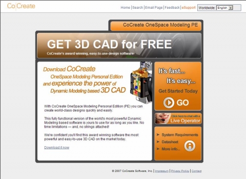 무료 3D CAD 다운로드 웹사이트 초기 화면