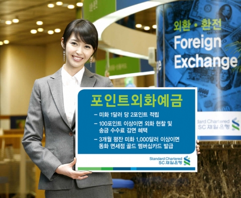 SC제일은행은 예금 실적만큼 포인트를 적립해주고 그 포인트만큼 외화 현찰 수수료 및 외화 송금 수수료를 감면해주는 “포인트외화예금”을 7월 3일부터 판매한다.