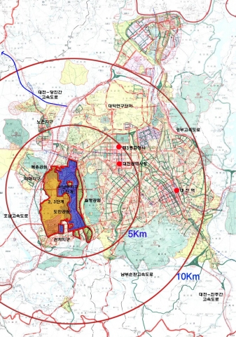 대전서남부지구 택지개발사업 위치도