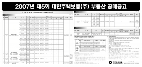 2007년 제5회 공매물건목록