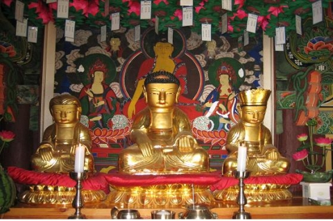 경주 주사암 석조삼존불좌상