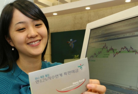 하나은행은 주가지수예금과 함께 정기예금에 가입할 경우 6.2% 확정금리를 지급하는 지수연게 특판예금을  8월 17일까지 한시판매 한다.